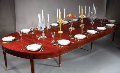 Table de salle à manger en acajou avec 5 rallonges