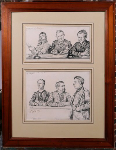 Paul RENOUARD 1845-1924 Portraits of men at the United States Congress in Washington, drawing, circa 1890