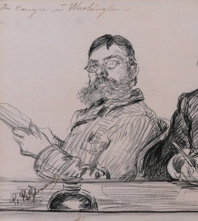 Paul RENOUARD 1845-1924 Portraits of men at the United States Congress in Washington, drawing, circa 1890