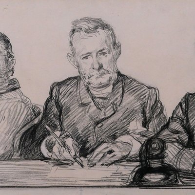 Paul RENOUARD 1845-1924 Portraits of men at the United States Congress in Washington, drawing, circa 1890