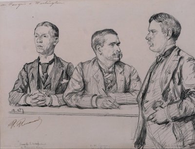 Paul RENOUARD 1845-1924 Portraits of men at the United States Congress in Washington, drawing, circa 1890