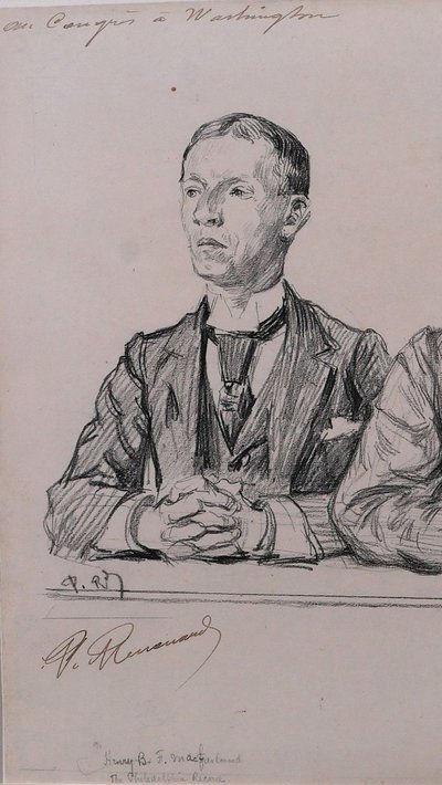 Paul RENOUARD 1845-1924 Portraits of men at the United States Congress in Washington, drawing, circa 1890