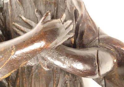 2 grandi sculture statue coppia di angeli in quercia intagliata del XVII secolo