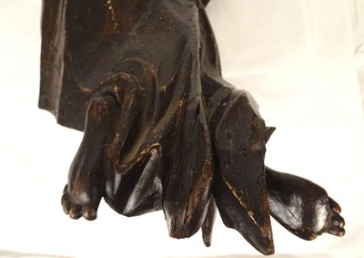 2 grandi sculture statue coppia di angeli in quercia intagliata del XVII secolo