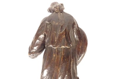 2 grandi sculture statue coppia di angeli in quercia intagliata del XVII secolo
