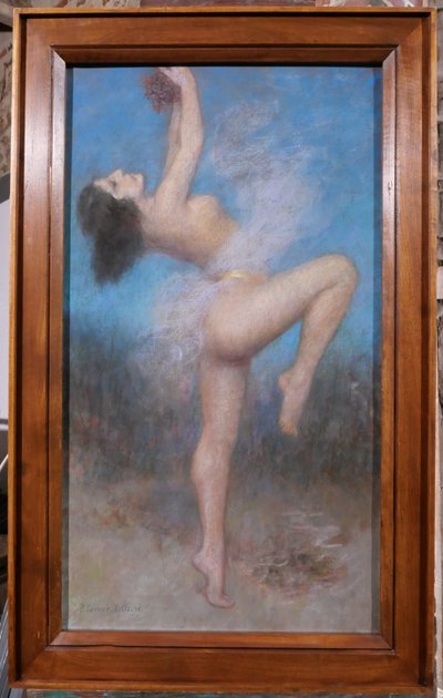 Pierre Carrier-Belleuse 1851-1932 Tänzerin, nackte Frau, Bacchantin, Pastell, um 1920 Gemälde Zeichnung