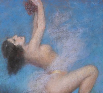 Pierre Carrier-Belleuse 1851-1932 Tänzerin, nackte Frau, Bacchantin, Pastell, um 1920 Gemälde Zeichnung