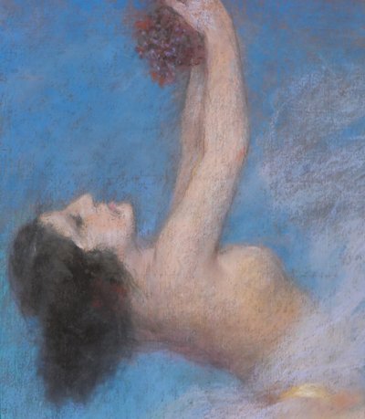 Pierre Carrier-Belleuse 1851-1932 Tänzerin, nackte Frau, Bacchantin, Pastell, um 1920 Gemälde Zeichnung