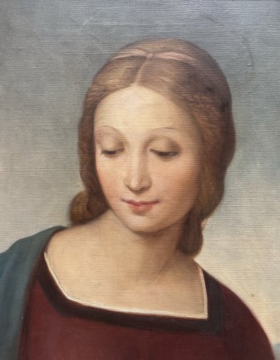 HST-Gemälde Madonna mit Kind im italienischen Stil nach Raffaello Sanzio + Rahmen