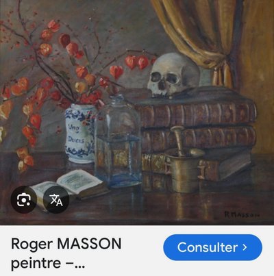 Roger MASSON (1890-1950) HST Großes Stillleben, Kuriositätenkabinett. Gehäutet, Eitelkeit, Schädel