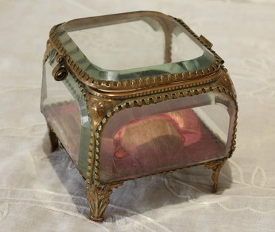 Napoleon III brass and beveled glass jewelry box, late 19th century
