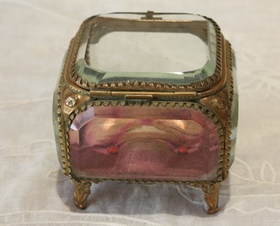 Napoleon III brass and beveled glass jewelry box, late 19th century