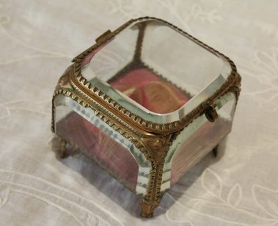 Napoleon III brass and beveled glass jewelry box, late 19th century