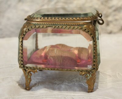 Napoleon III brass and beveled glass jewelry box, late 19th century