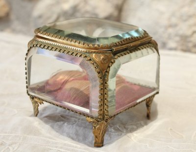 Napoleon III brass and beveled glass jewelry box, late 19th century