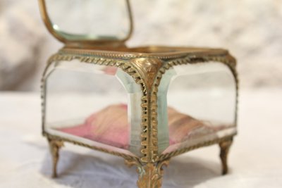 Napoleon III brass and beveled glass jewelry box, late 19th century
