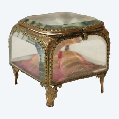 Napoleon III brass and beveled glass jewelry box, late 19th century