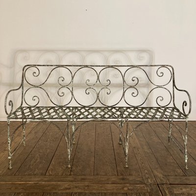 19th century riveted wrought iron bench
