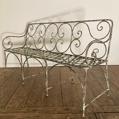19th century riveted wrought iron bench