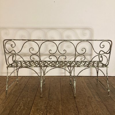 19th century riveted wrought iron bench