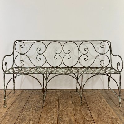 19th century riveted wrought iron bench