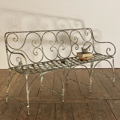 19th century riveted wrought iron bench