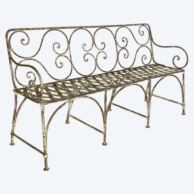 19th century riveted wrought iron bench