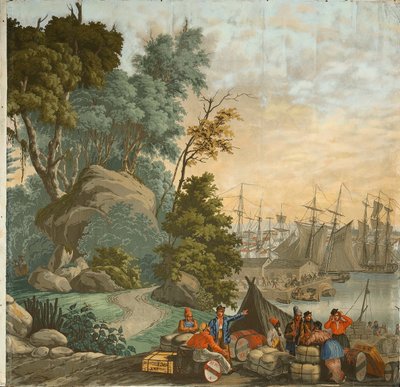 SET OF FIVE WALLPAPERS FROM THE "VUES D'AMÉRIQUE DU NORD" SERIES BY ZUBER & CIE