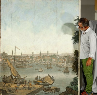 SET OF FIVE WALLPAPERS FROM THE "VUES D'AMÉRIQUE DU NORD" SERIES BY ZUBER & CIE