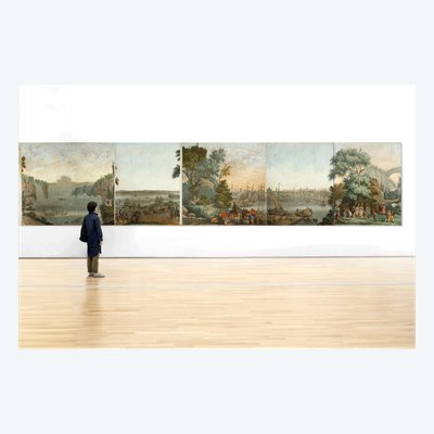 SET OF FIVE WALLPAPERS FROM THE "VUES D'AMÉRIQUE DU NORD" SERIES BY ZUBER & CIE