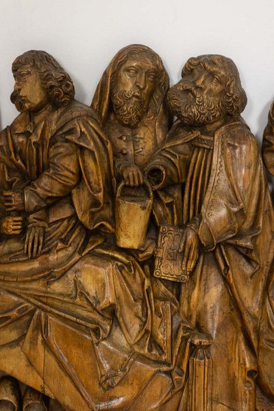Retable rhénan, Dormition en bois sculpté en bas-relief, XIXe siècle.  LS64443009M