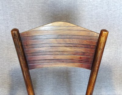 Three Fischel bistro chairs with laminated seats No. 7273, No. Thonet
