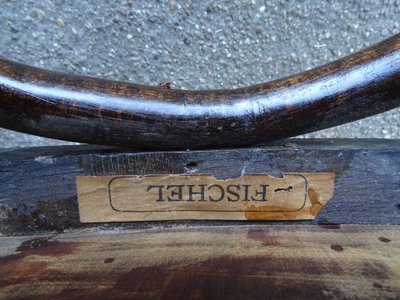 Three Fischel bistro chairs with laminated seats No. 7273, No. Thonet