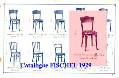 Three Fischel bistro chairs with laminated seats No. 7273, No. Thonet
