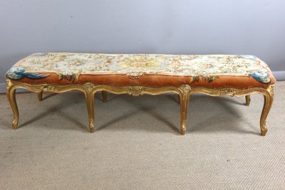 Large Louis XV style gilded wooden bench