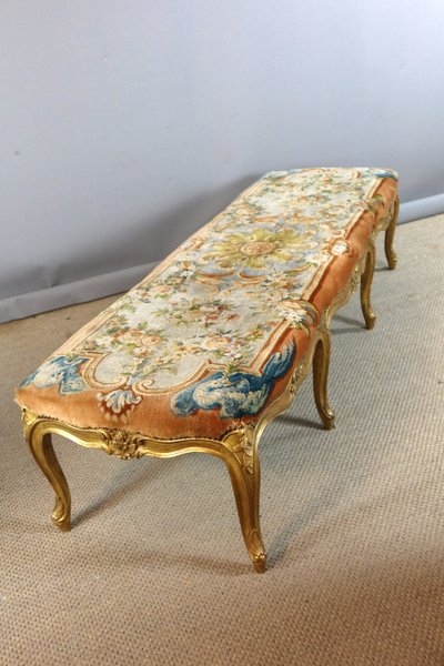 Large Louis XV style gilded wooden bench