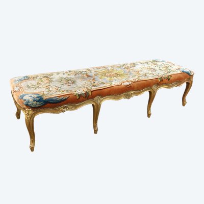 Large Louis XV style gilded wooden bench
