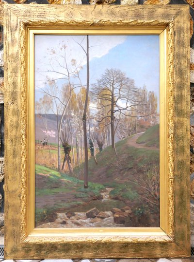 Auguste de BEAUMONT, Landschaft mit Erntehelfern in Collonges bei Genf (GROSSFORMAT)