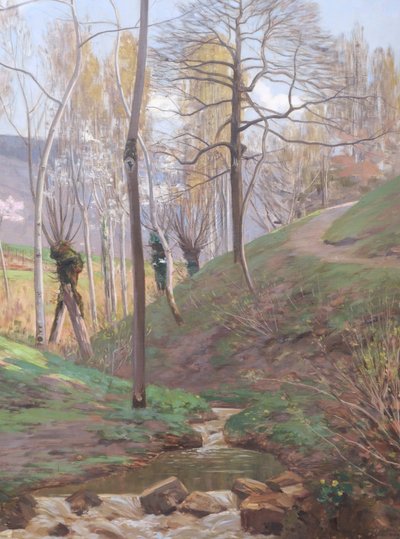 Auguste de BEAUMONT, Landschaft mit Erntehelfern in Collonges bei Genf (GROSSFORMAT)
