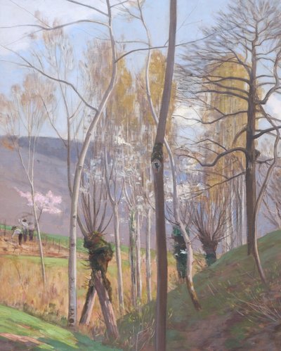 Auguste de BEAUMONT, Landschaft mit Erntehelfern in Collonges bei Genf (GROSSFORMAT)