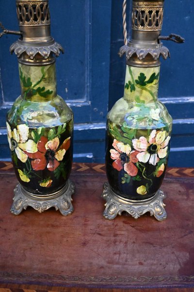 Coppia di lampade in terracotta di Montigny sur Loing, fine XIX secolo