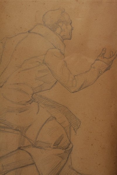 Pencil drawing 'Man in a frock coat' Signed André Marchand (1877-1951)