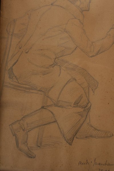 Pencil drawing 'Man in a frock coat' Signed André Marchand (1877-1951)