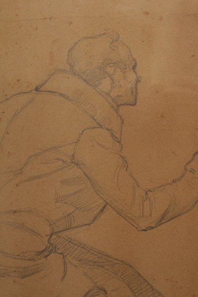 Pencil drawing 'Man in a frock coat' Signed André Marchand (1877-1951)