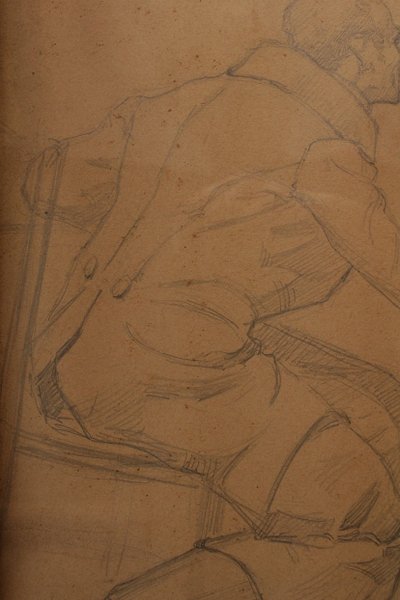 Pencil drawing 'Man in a frock coat' Signed André Marchand (1877-1951)