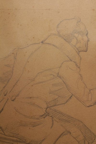 Pencil drawing 'Man in a frock coat' Signed André Marchand (1877-1951)