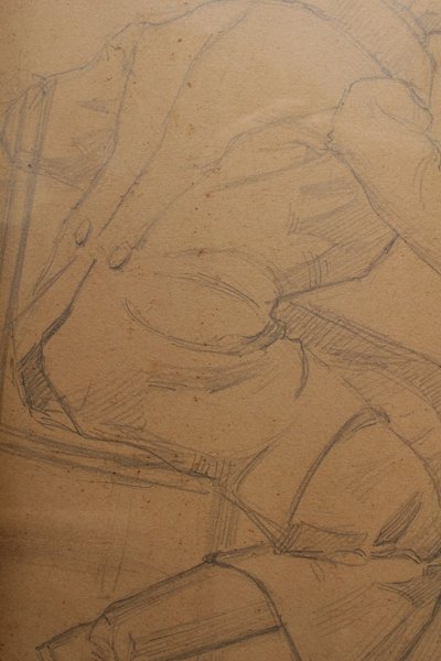 Pencil drawing 'Man in a frock coat' Signed André Marchand (1877-1951)