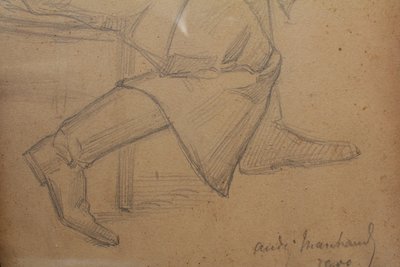 Pencil drawing 'Man in a frock coat' Signed André Marchand (1877-1951)