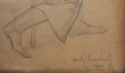 Pencil drawing 'Man in a frock coat' Signed André Marchand (1877-1951)