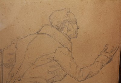 Pencil drawing 'Man in a frock coat' Signed André Marchand (1877-1951)